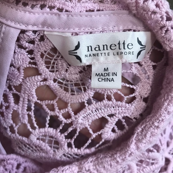 Nanette Lepore SPRING FLING Crochet Lace Sugar Plum Tank Blouse Top M - Picture 6 of 7